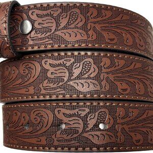 Womens Leather Belt Strap 1.25 Inch Wide Embossed Western Scroll Interchangeable